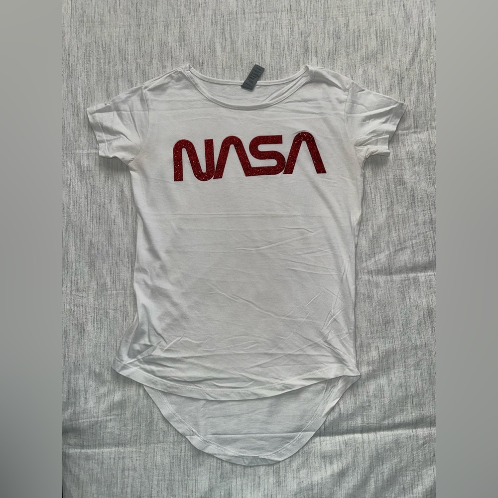 White T-Shirt with Red NASA Logo